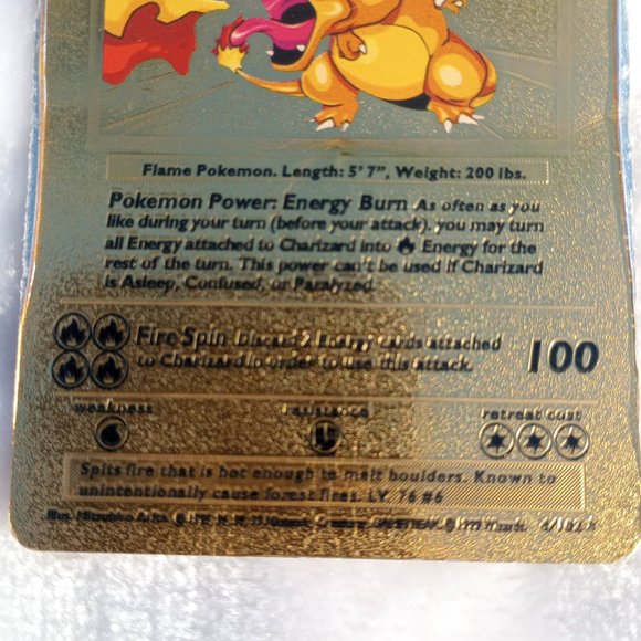 Charizard evolves from charmeleon Gold Foil Pokémon Card Number4/102 - Picture 6 of 6